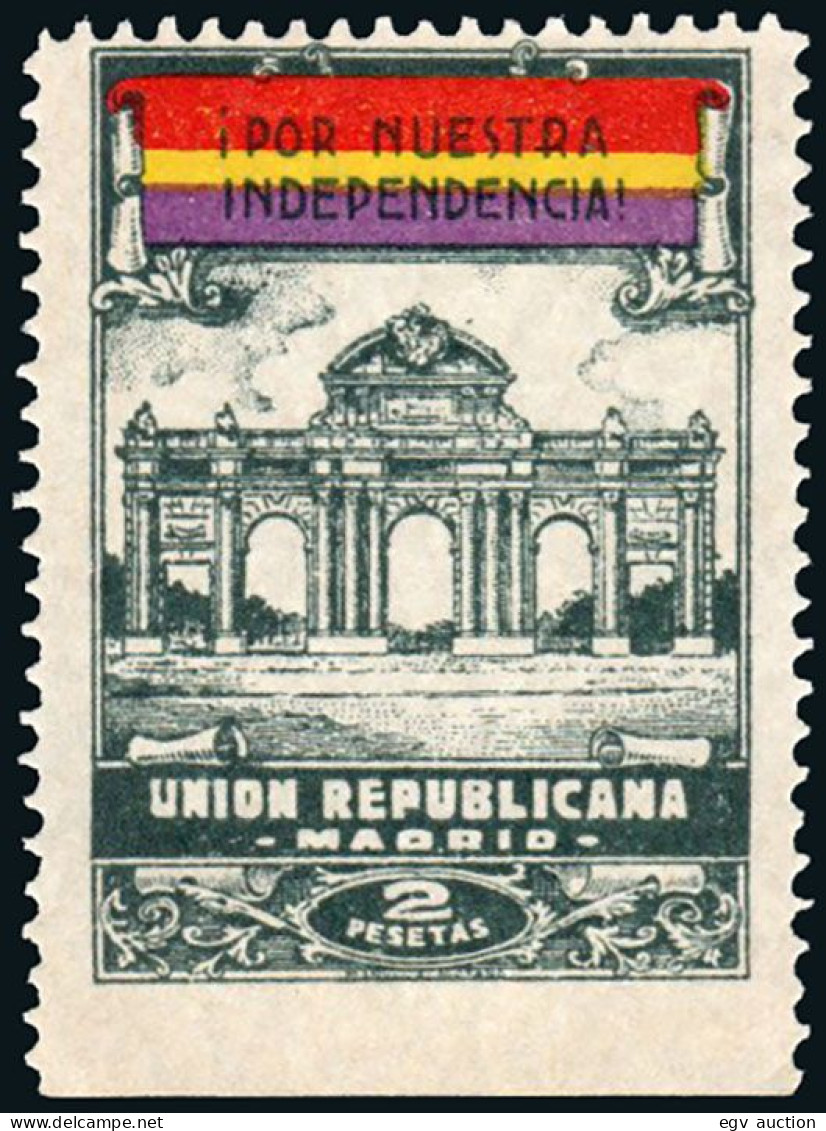 Madrid - Guerra Civil - Em. Local Republicano - Allepuz (*) 17 - "2 Pts. Por Nuestra Independencia - Unión..." - Nationalist Issues