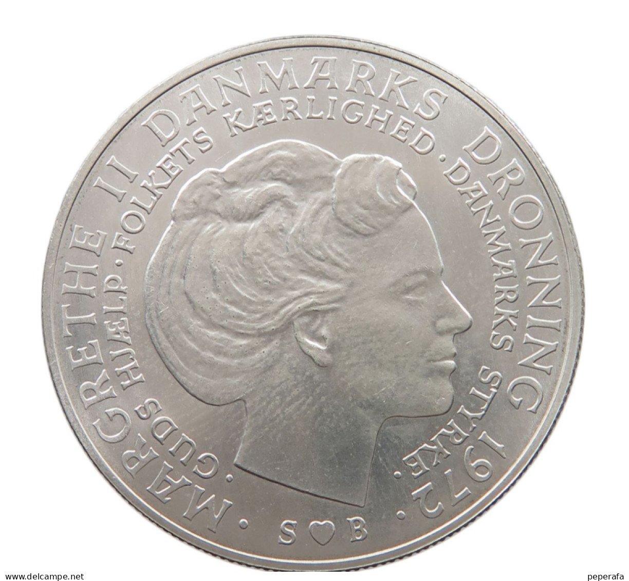 DANMARK 1972, DINAMARCA, DENMARK, 10 Kroner FREDERIK IX, MARGRETHE II, SILVER / PLATA - Denmark