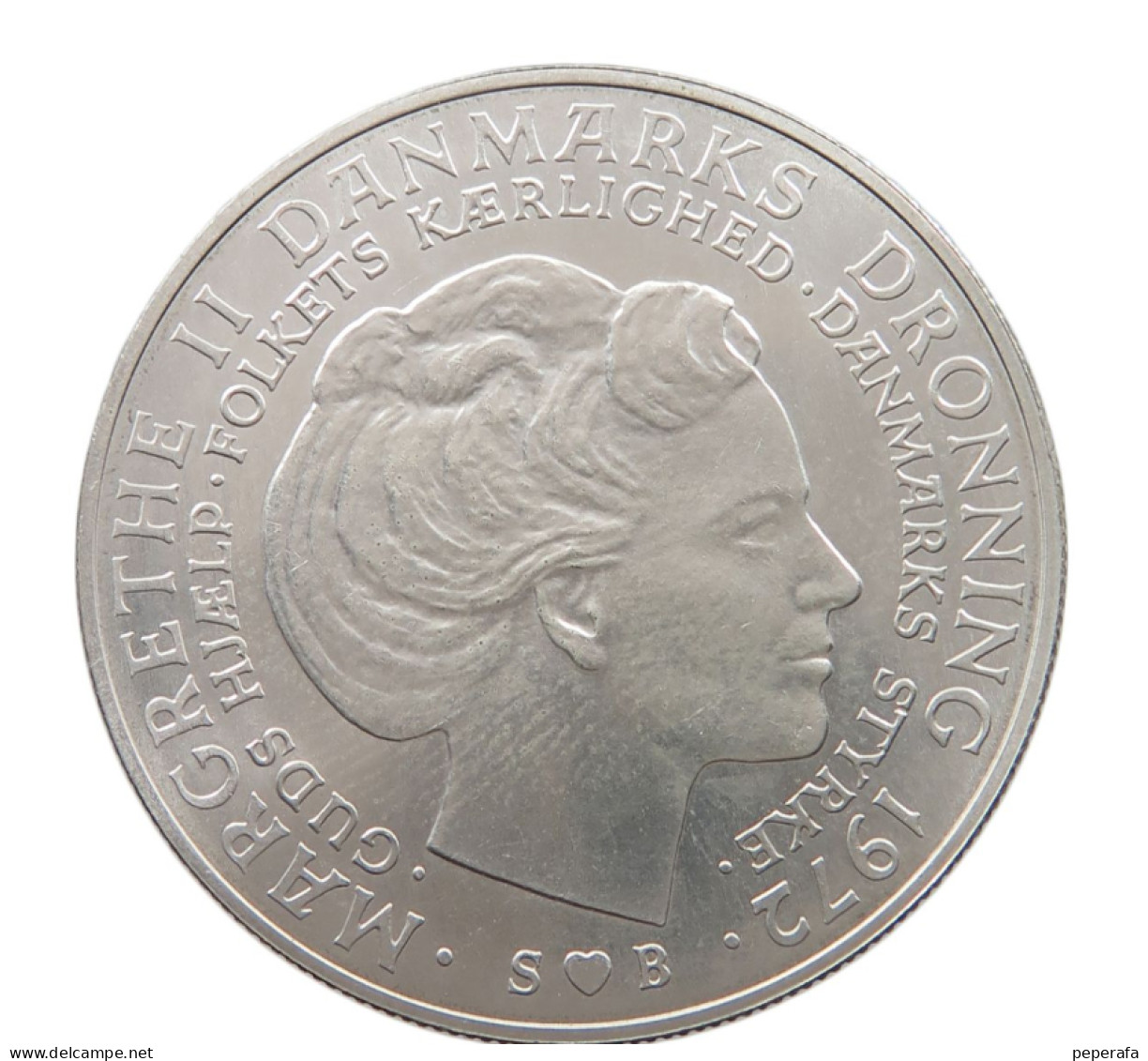 DANMARK 1972, DINAMARCA, DENMARK, 10 Kroner FREDERIK IX, MARGRETHE II, SILVER / PLATA - Dinamarca