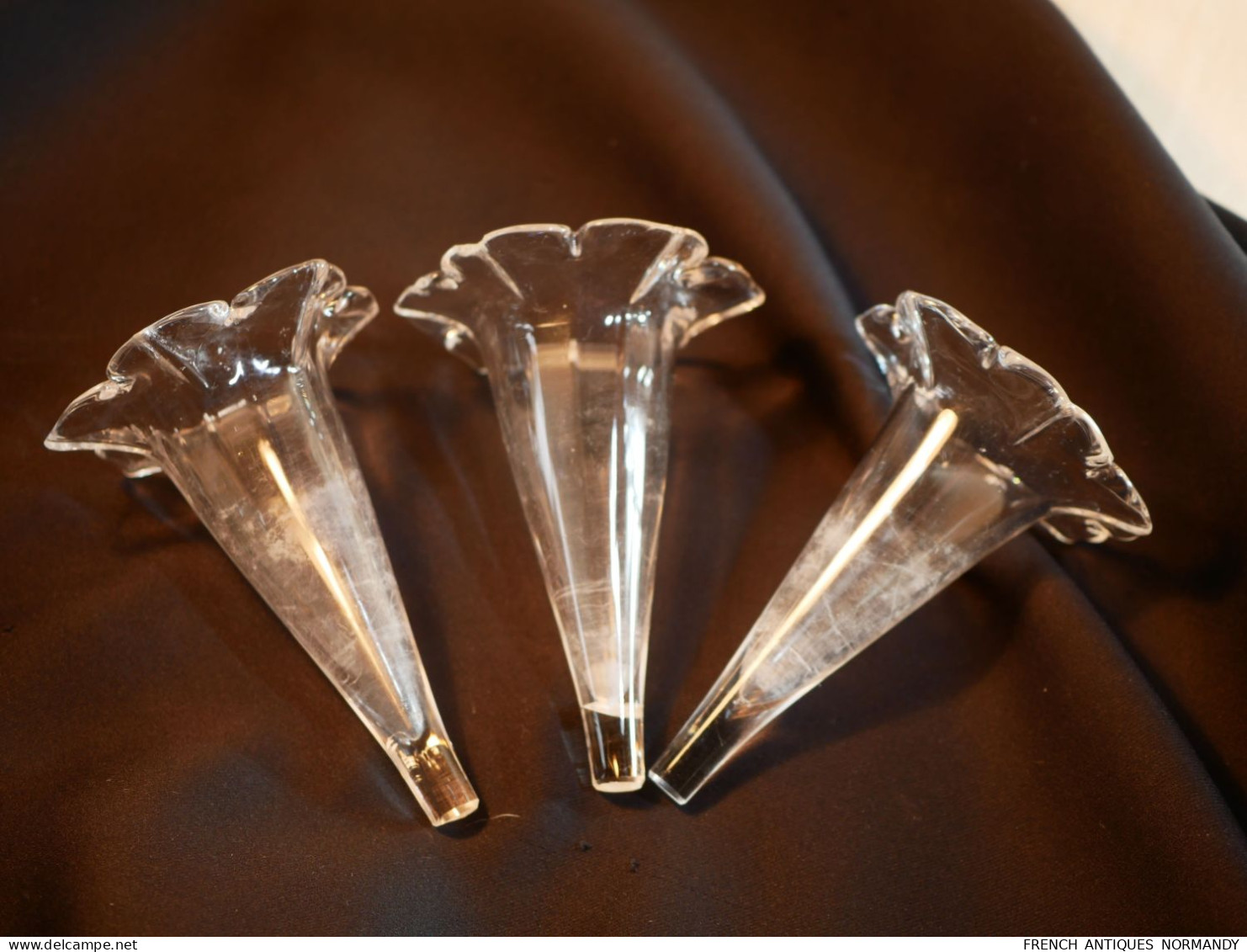 Lot De 3 Tulipes Cristal Pour Soliflor à Trois Têtes Ou 3 Soliflors Différents Bx24tul001  En Très Bon état - Glass & Crystal