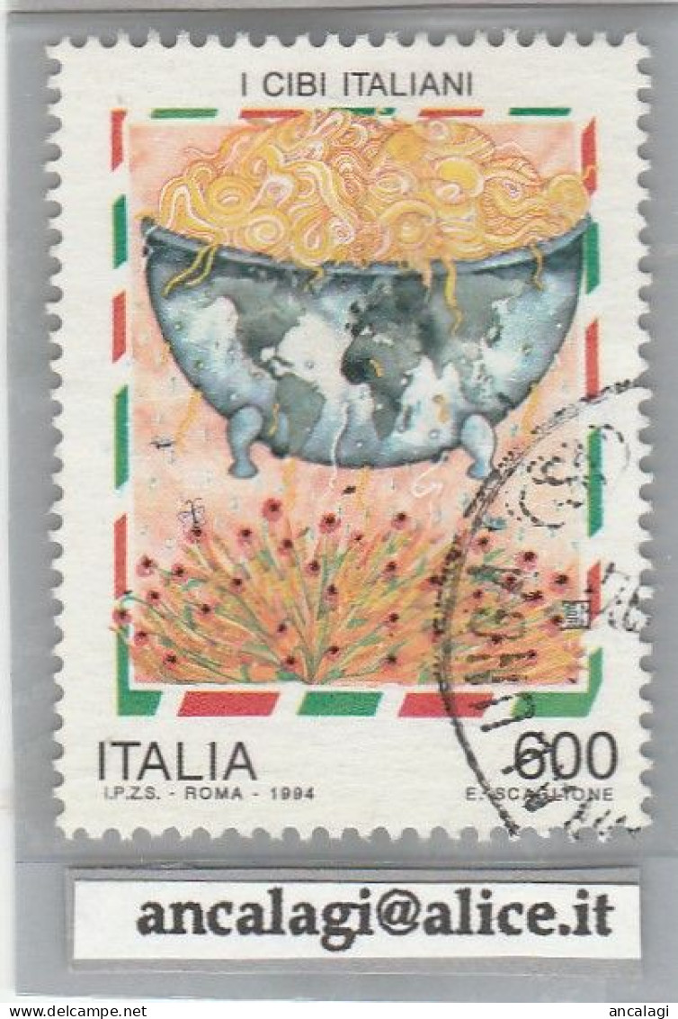 USATI ITALIA 1994 - Ref.0686 "CIBI ITALIANI" 1 Val. Da L.600 - - 1991-00: Oblitérés