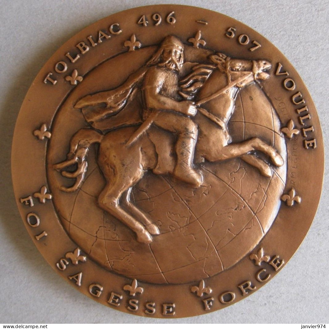 Medaille En Bronze Clovis 496 – 1996 Fondateur De La France , Par Lafitte. - Other & Unclassified