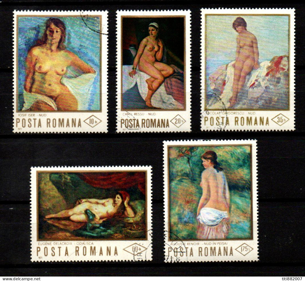 ROUMANIE    -   1971.   Y&T N° 2620 à 2624.  Tableaux De  Nus - Used Stamps