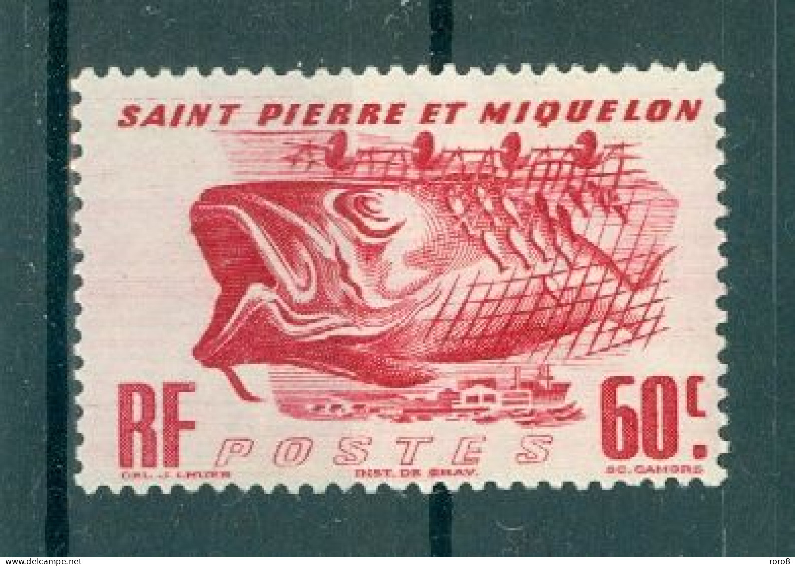 ST-PIERRE-ET-MIQUELON - N°329* MH Trace De Charnière SCAN DU VERSO. Série Courante. - Unused Stamps