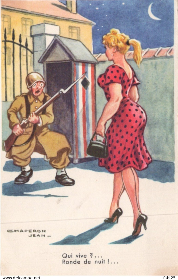 ILLUSTRATEUR JEAN CAPERON  MILITARIA HUMOUR QUI VIVE RONDE DE NUIT - Chaperon, Jean