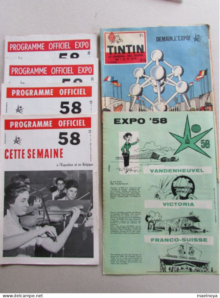 EXPO 58 LOT TINTIN ET PROGRAMME - Lots De Plusieurs Livres