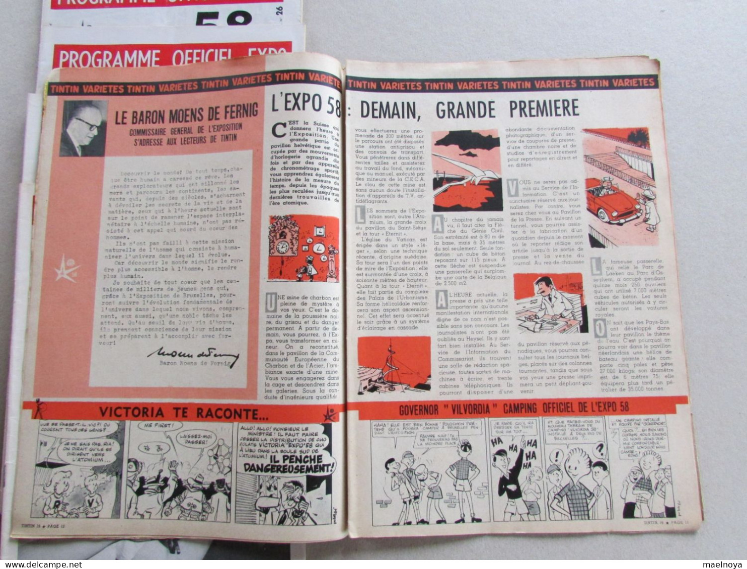 EXPO 58 LOT TINTIN ET PROGRAMME - Lotti E Stock Libri