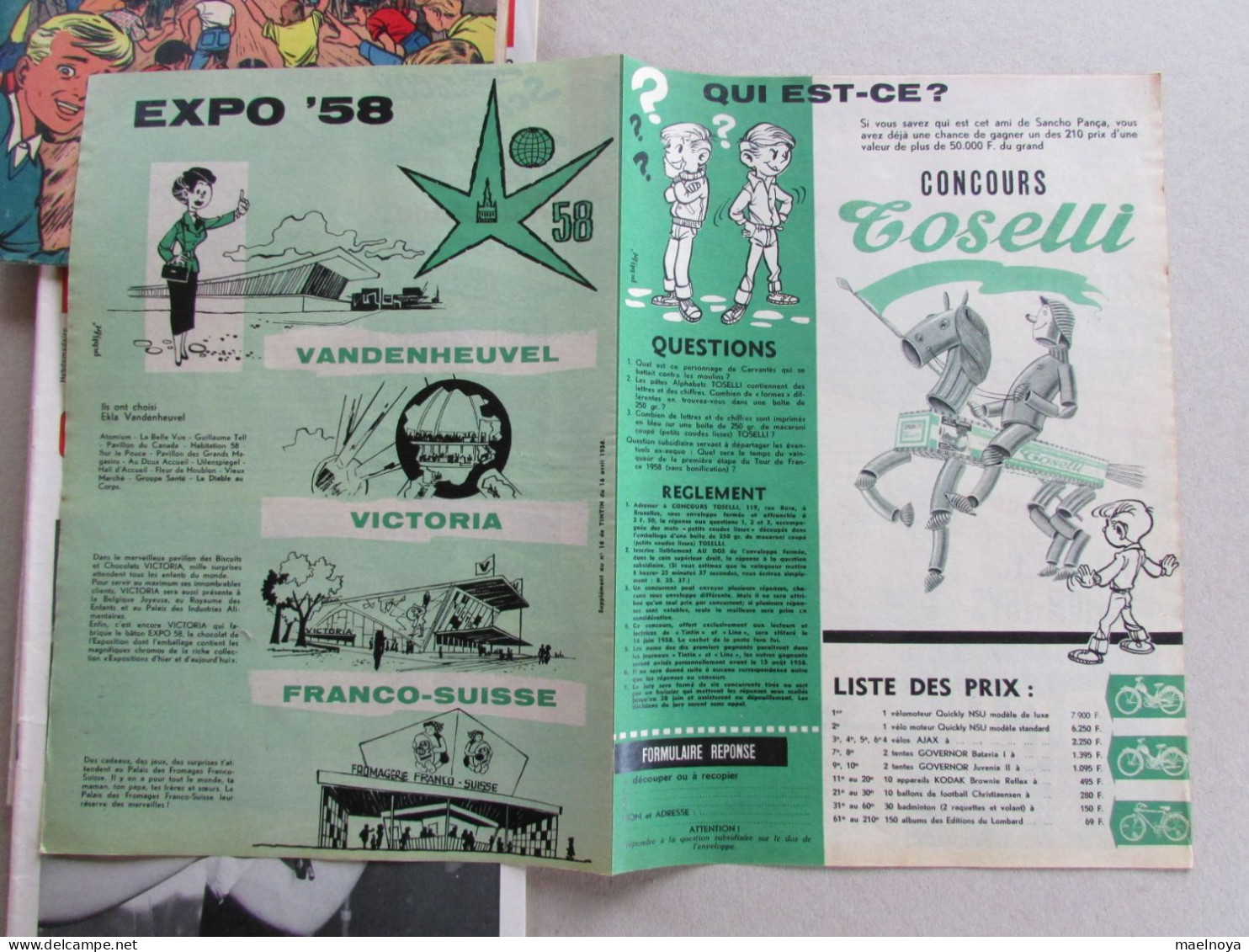 EXPO 58 LOT TINTIN ET PROGRAMME