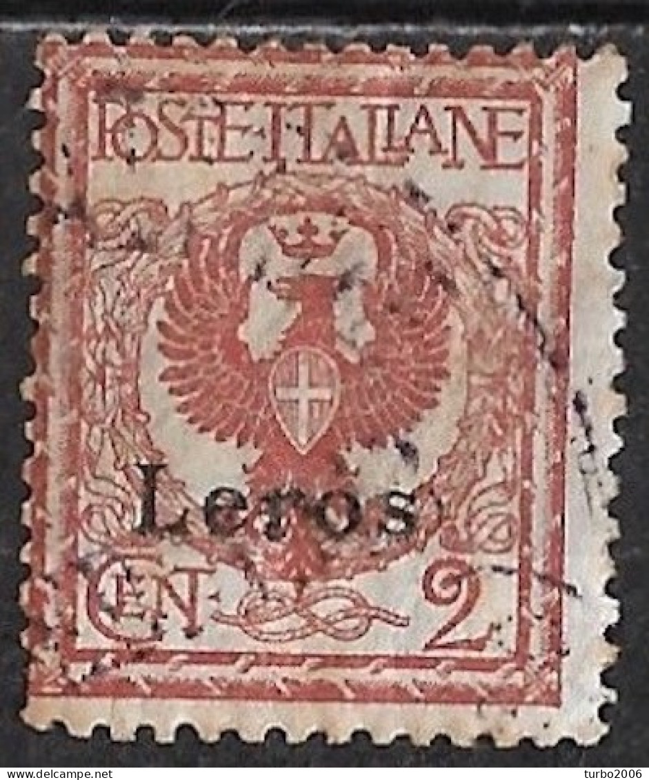 DODECANESE 1912 Italian Stamp With Overprint LEROS 2 Ct. Redbrown Vl. 1 - Dodecaneso