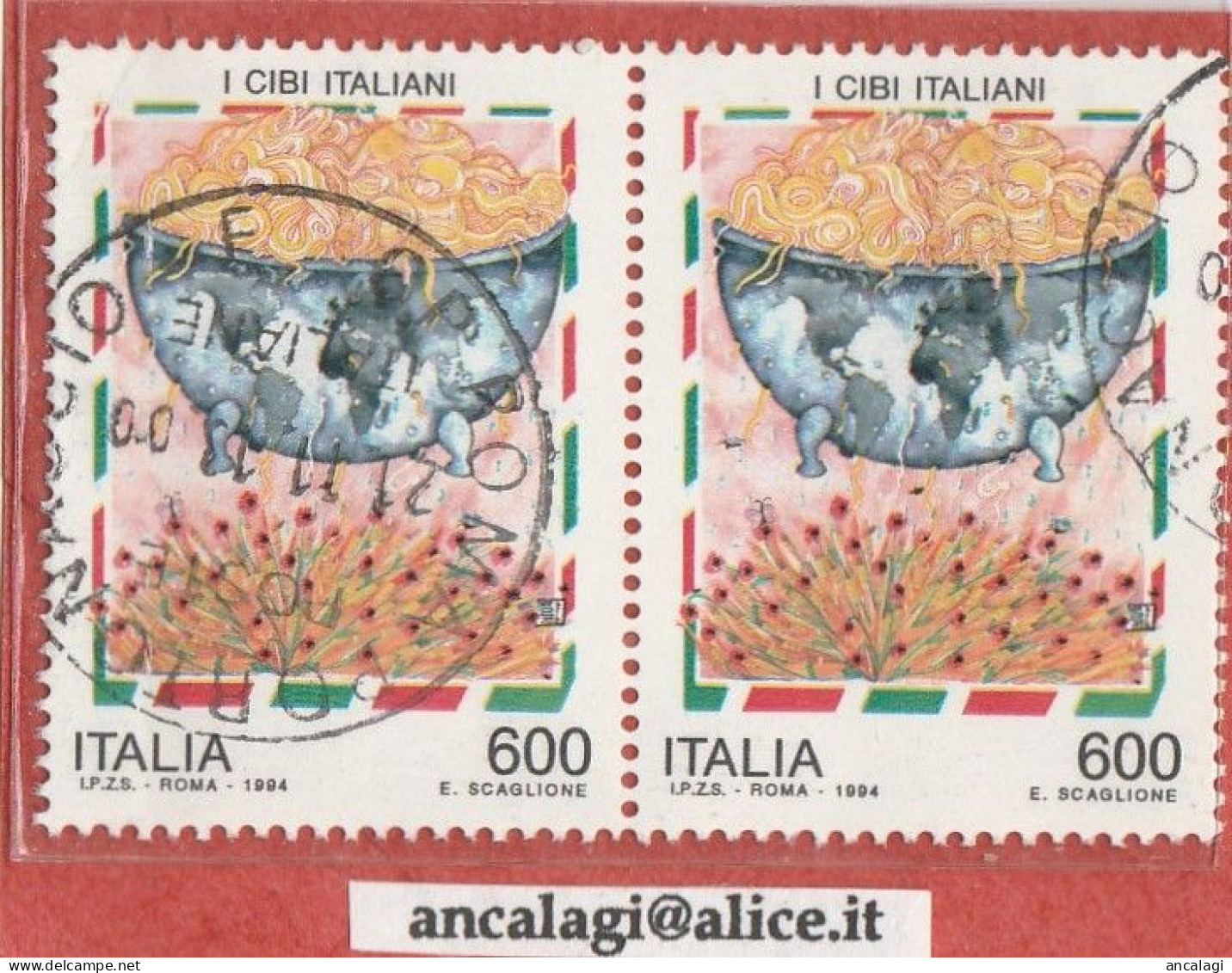 USATI ITALIA 1994 - Ref.0686B "CIBI ITALIANI" 1 Val. Da L.600 In Coppia - - 1991-00: Gebraucht