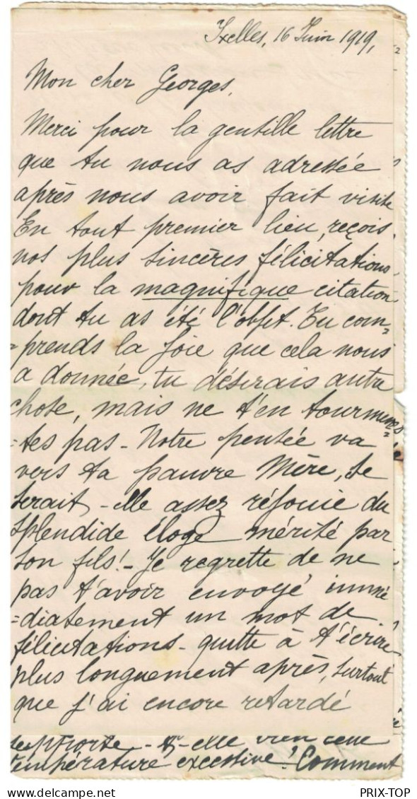 Lettre En SMB Franchise Postale Obl. BXL QL 16/6/1919 > Capitaine Commandant Clément Beverloo C. D'arrivée - Briefe U. Dokumente