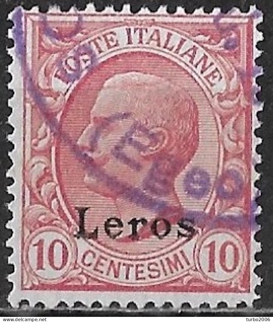 DODECANESE 1912 Italian Stamp With Overprint LEROS 10 Ct. Carmine Vl. 3 - Dodekanesos