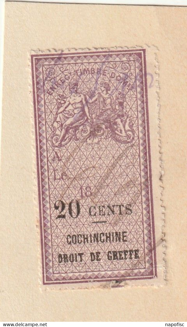 Timbre Fiscal Conchinchine Type Oudiné Droit De Greffe 20 Cents  Dentelé - Used Stamps