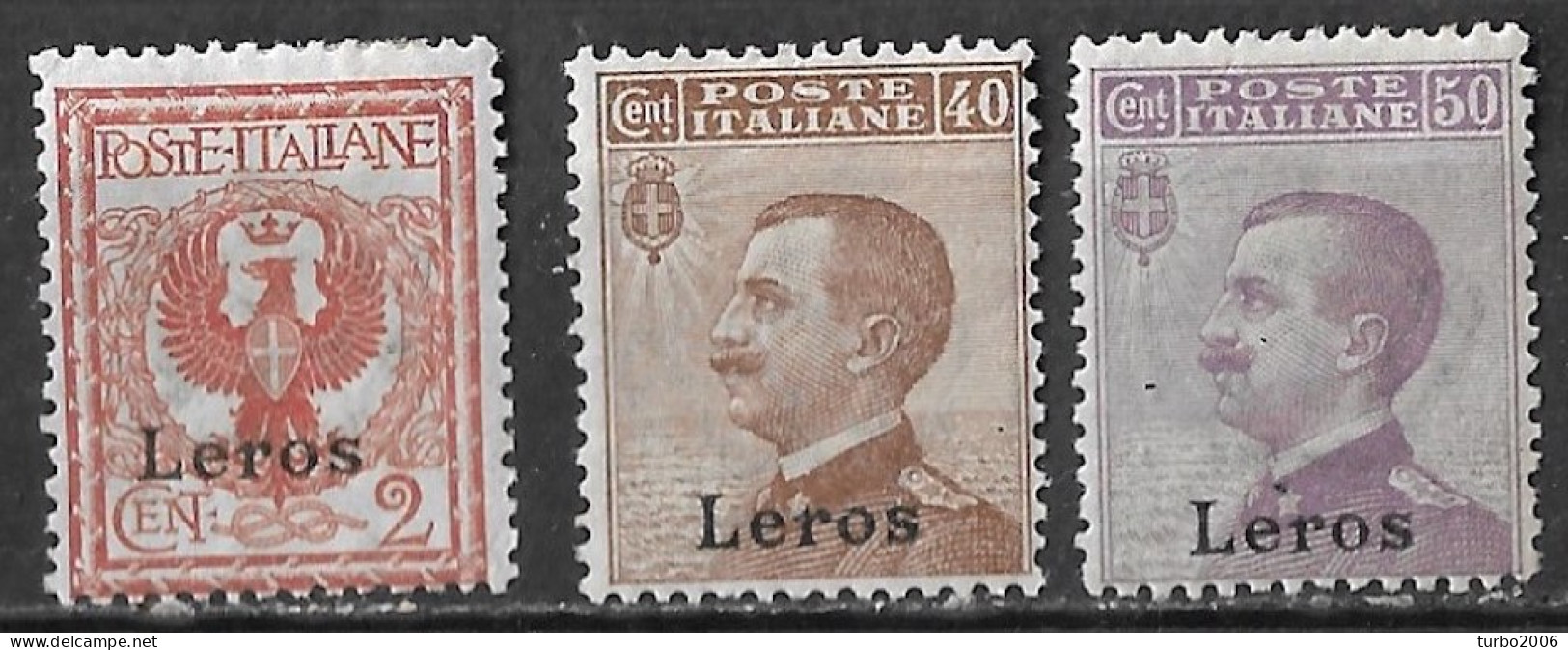 DODECANESE 1912 Italian Stamps With Black Overprint LEROS 3 Values From The Set Vl. 1-6-7 MH - Dodekanesos