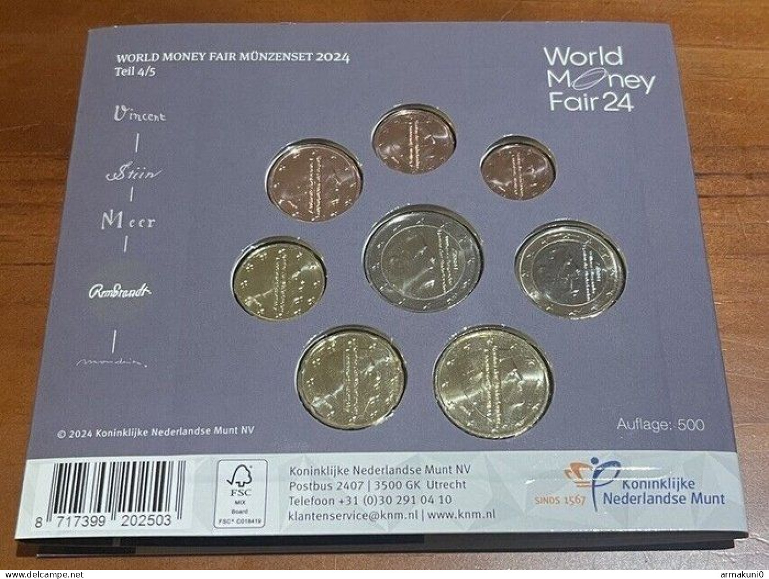 Netherlands. Year Set (FDC) 2024 "World Money Fair  - "REMBRANDT Van Rijn" Teil 4/5  Auflage : 500 - Paises Bajos