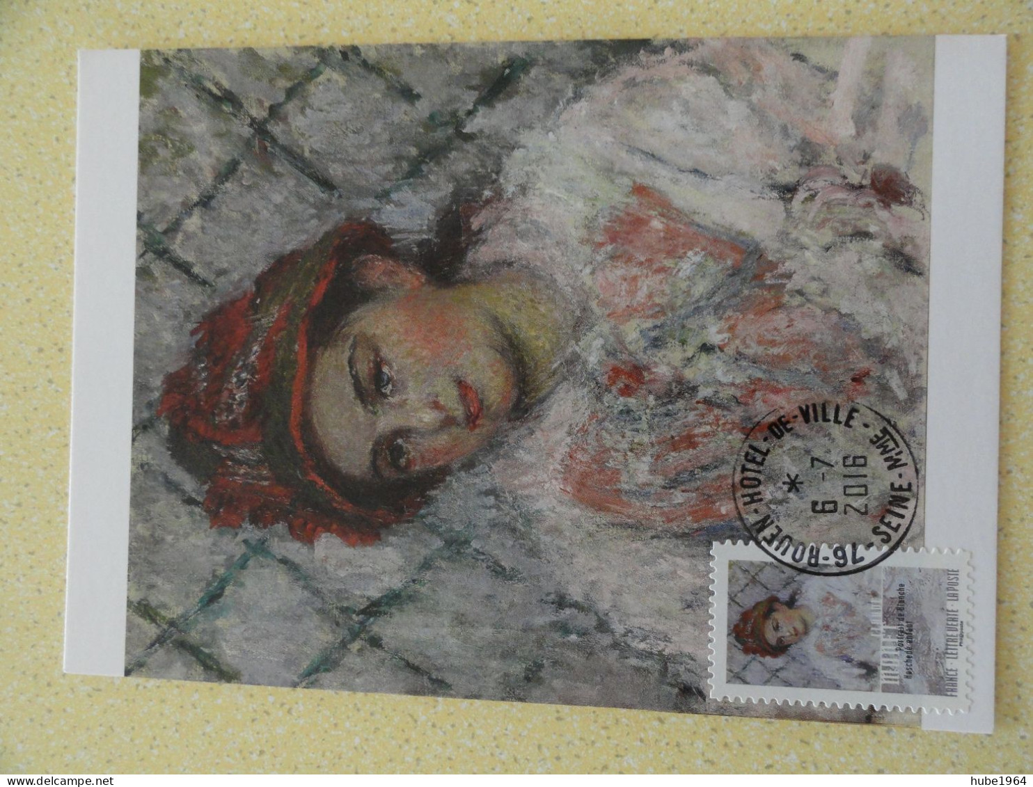 CARTE MAXIMUM CARD PORTRAIT DE BLANCHE HOSCHEDE PAR CLAUDE MONET OBL ORD ROUEN FRANCE - Impresionismo