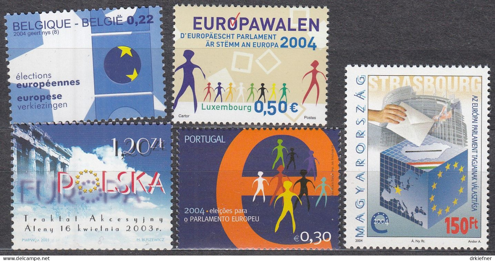 Europa CEPT: 5 Marken, Postfrisch **, 6. Direktwahlen Zum Eurropäischen Parlament, 2004 - 2004