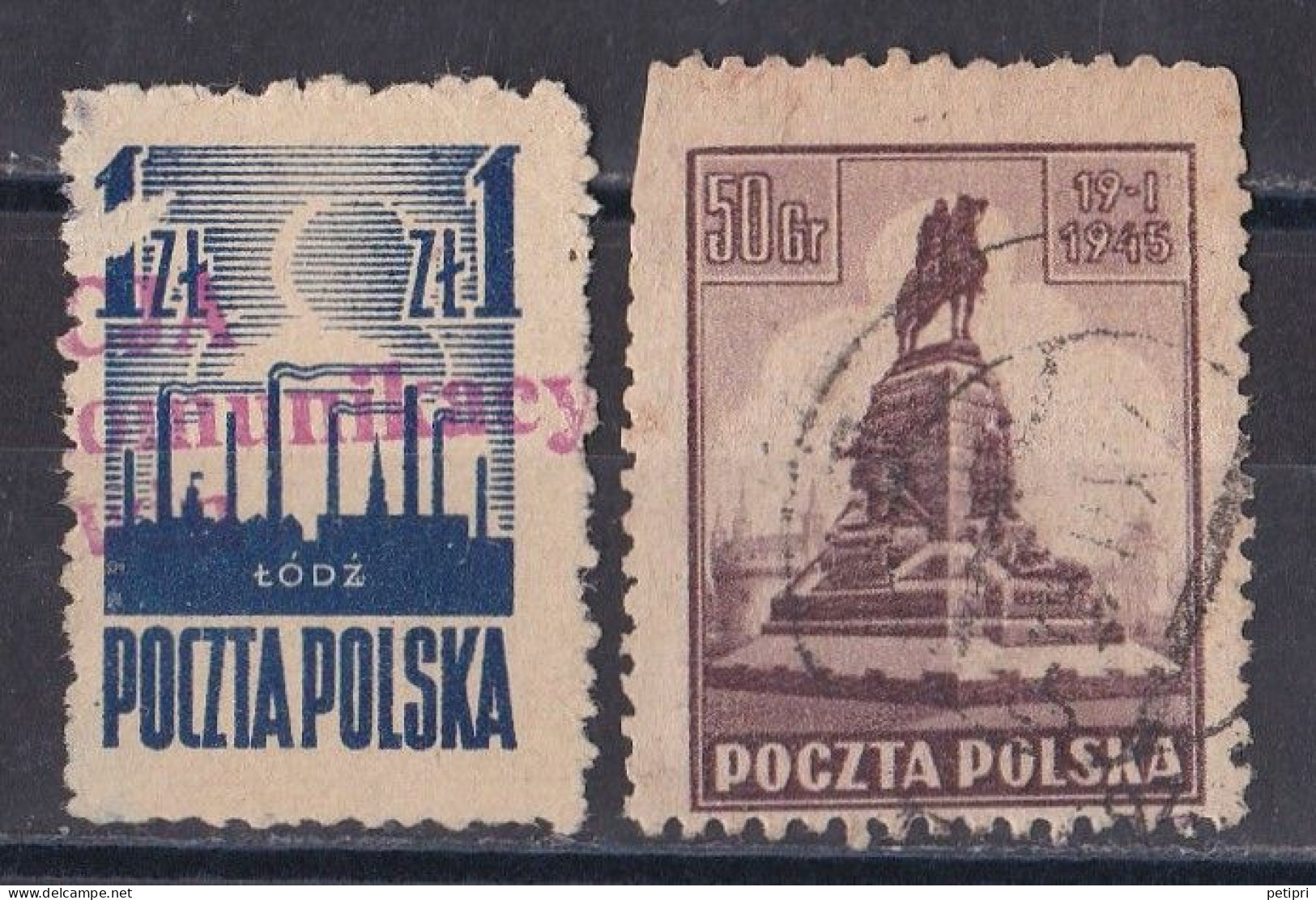 Pologne - République 1944 - 1960   Y & T N °  440  Et  442  Oblitérés - Usados