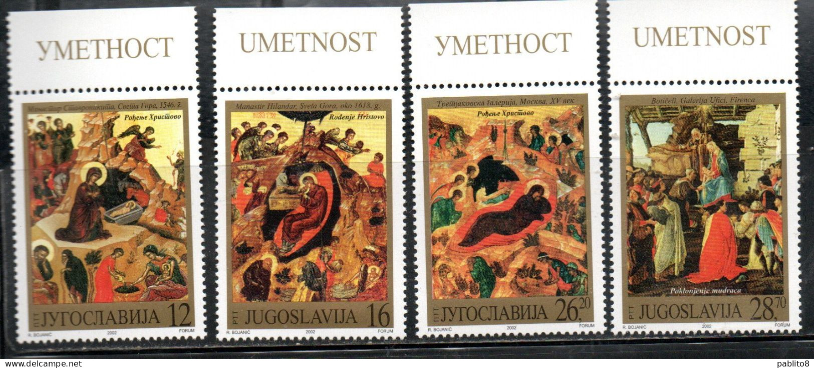 JUGOSLAVIA YUGOSLAVIA 2002 CHRISTMAS NATALE NOEL WEIHNACHTEN NAVIDAD COMPLETE SET SERIE COMPLETA MNH - Unused Stamps