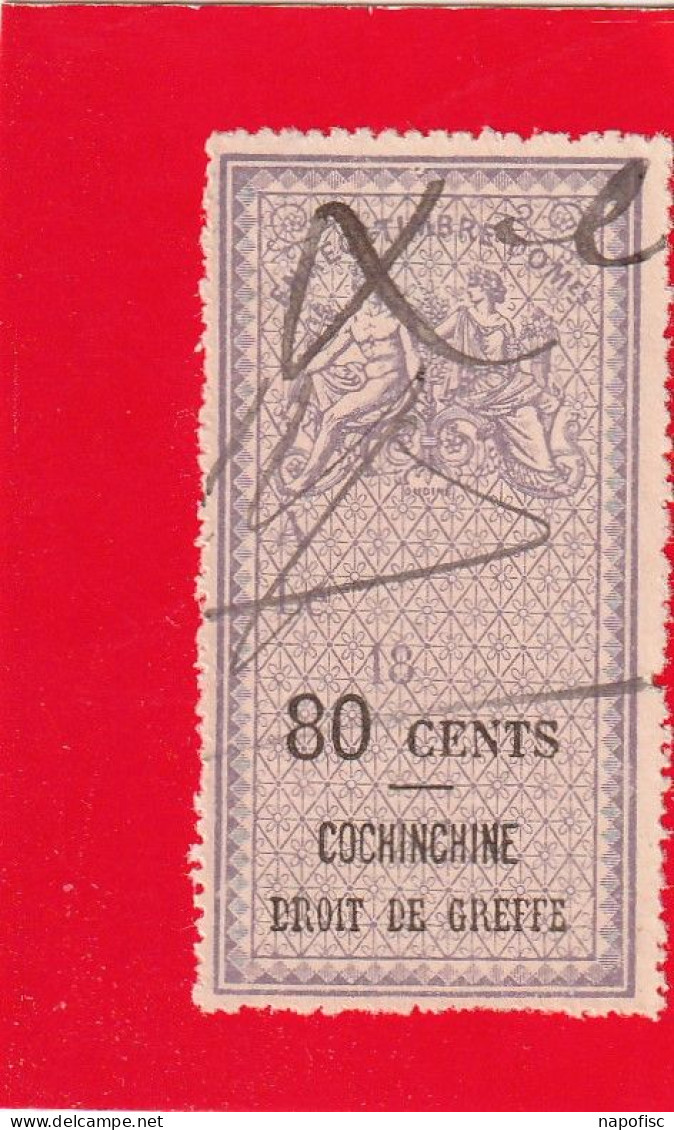 Timbre Fiscal Conchinchine Type Oudiné Droit De Greffe 80 Cents  Dentelé - Used Stamps