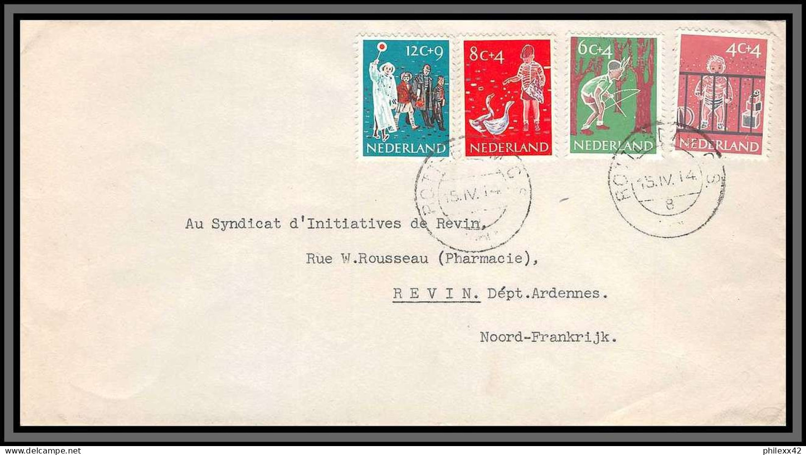 11355 1959 Kind. Keurig Getypt Adres Rotterdam Pour Revin Ardennes Lettre Cover Pays Bas Nederland  - Marcofilia