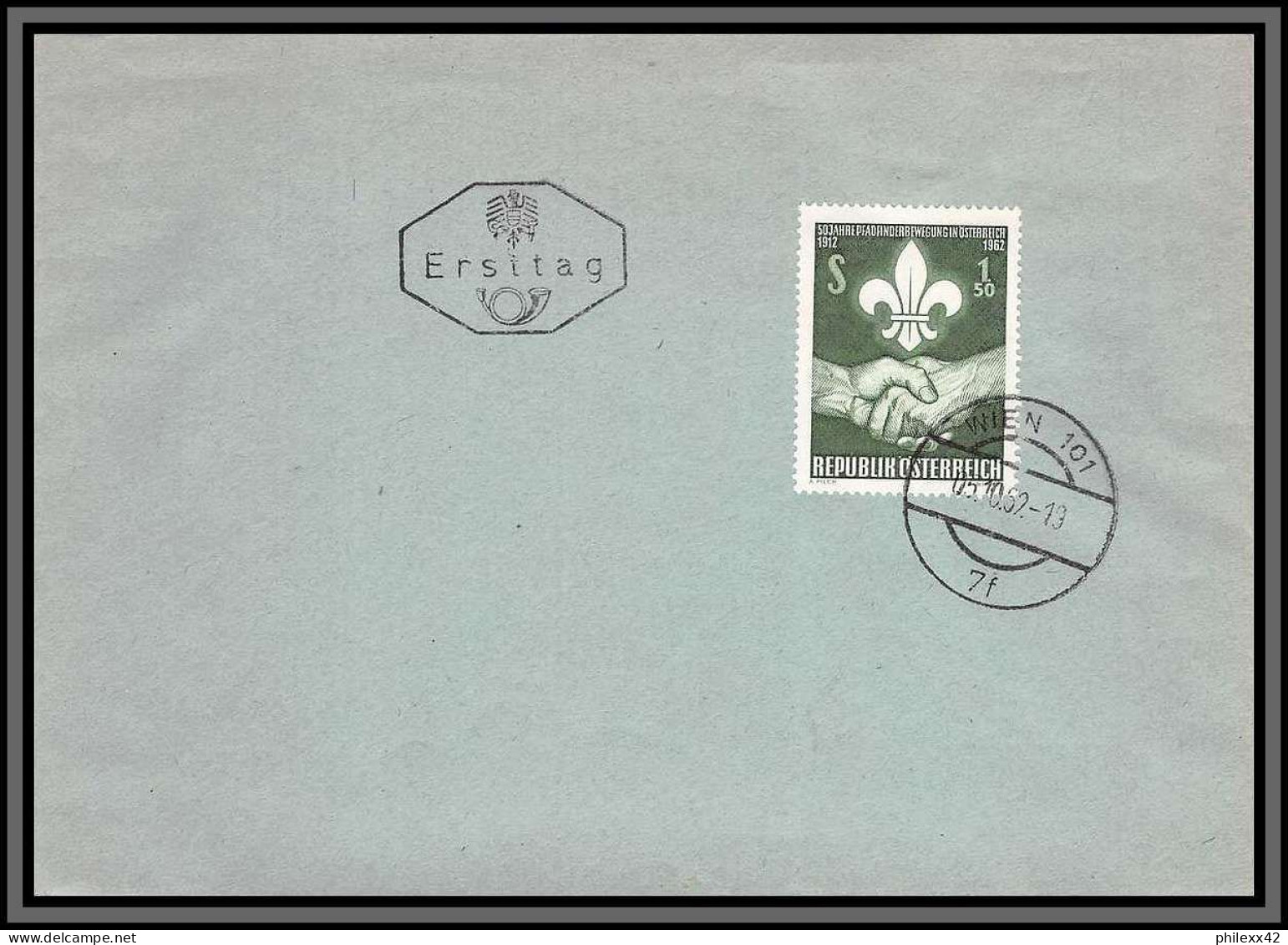 11379 1962 FDC Centenaire Scoutisme 100 Jaar Scouts Yv 960 Lettre Cover Autriche Austria Osterreich  - FDC