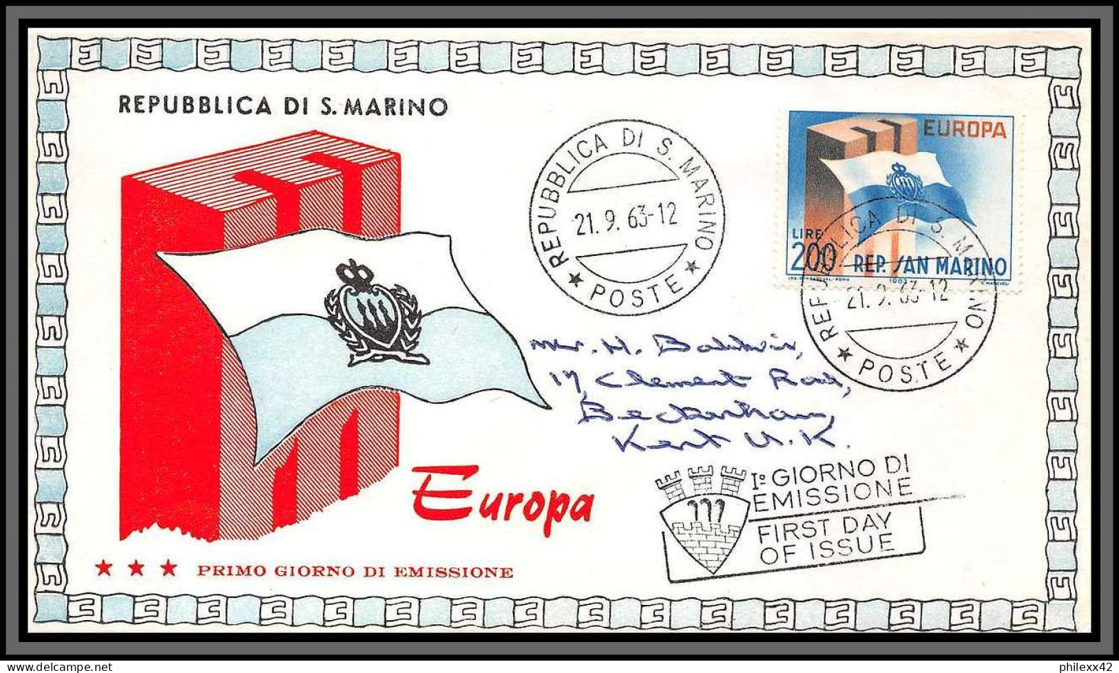 11255 Fdc Europa 1963 Lettre Cover Italie Italia San Marino  - Ganzsachen