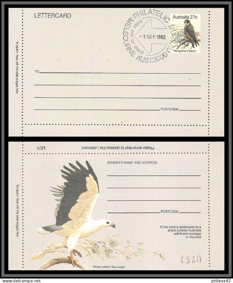11253 PEREGRINE FALCON Faucon Pèlerin 1982 Entier Stationery Letter Card Australie Australia  - Postwaardestukken