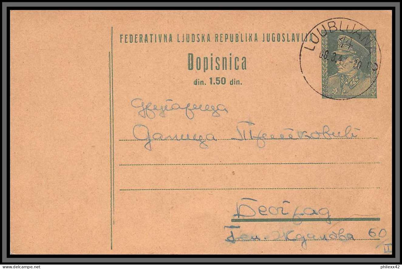 11240 Ljubljana 1947 Entier Stationery Carte Postale Yougoslavie Jugoslavija  - Briefe U. Dokumente