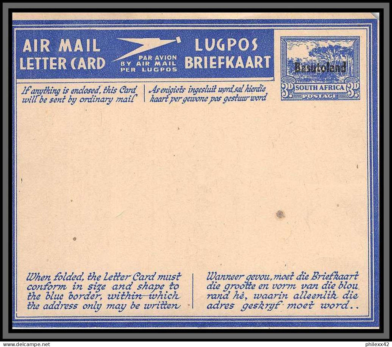 11218 HG F2 Overprint Basutoland Neuf TB Entier Stationery Letter Card Rsa South Africa  - Covers & Documents