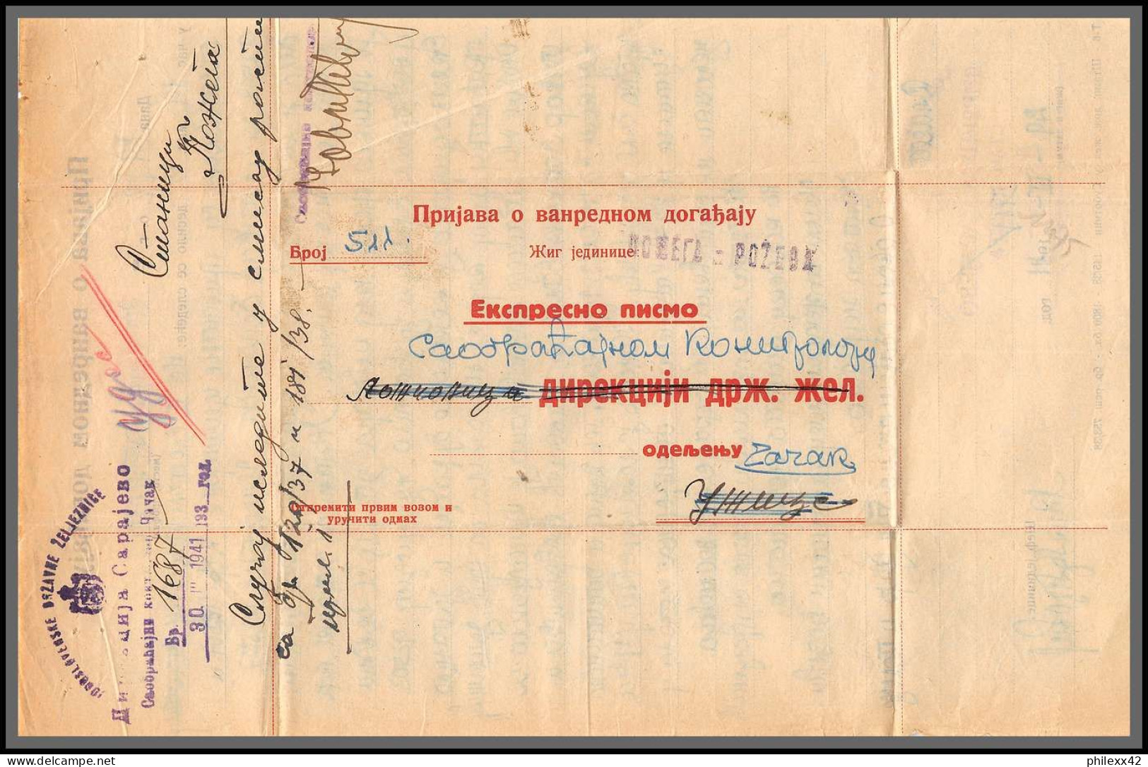 11175 Document 1940's Lettre Cover Yugoslavia Yougoslavie  - Covers & Documents