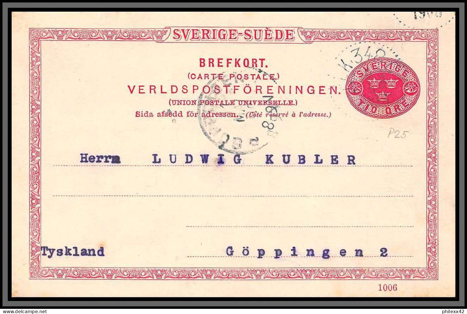 11151 Repiquage Ahlen & Holm 1908 Insjon Entier Stationery Carte Postale Suède Sverige Sweden  - Postal Stationery