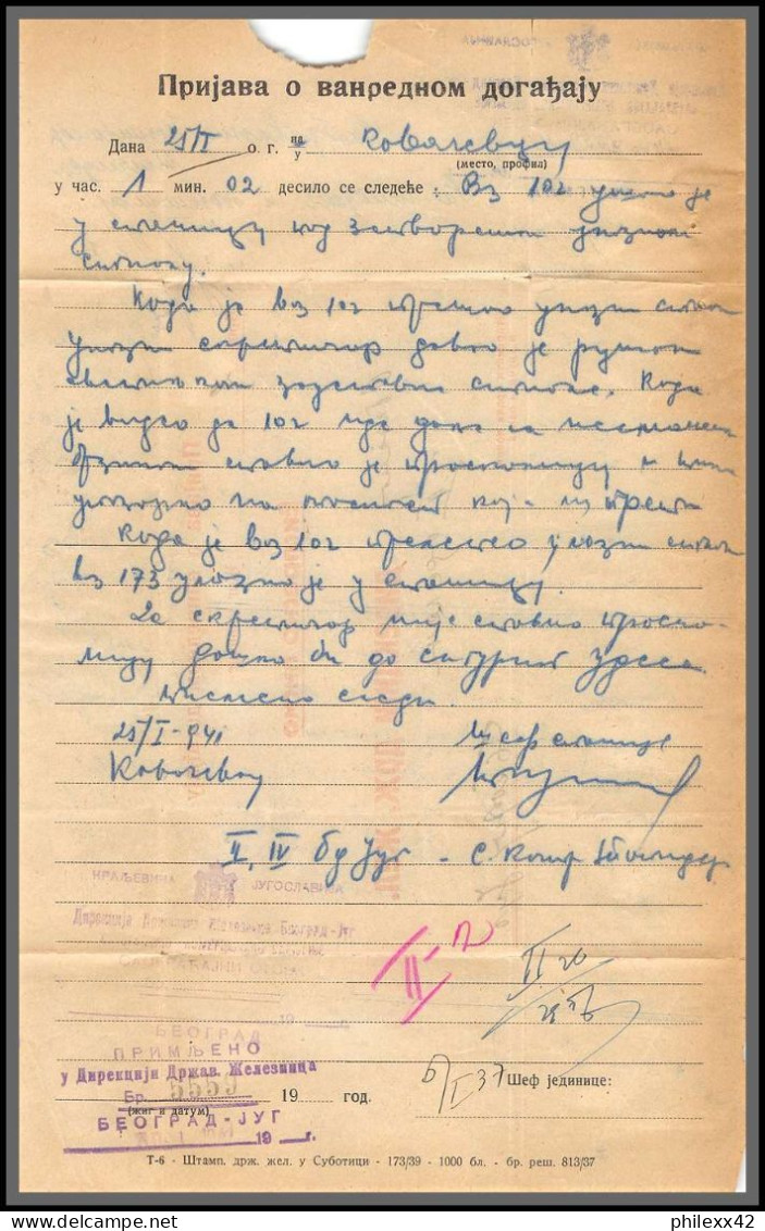 11172 Document 1940's Lettre Cover Yugoslavia Yougoslavie  - Covers & Documents