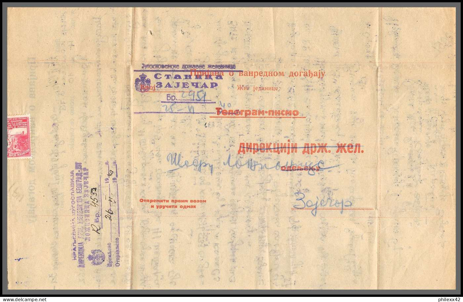 11171 Document 1940's Lettre Cover Yugoslavia Yougoslavie  - Cartas & Documentos