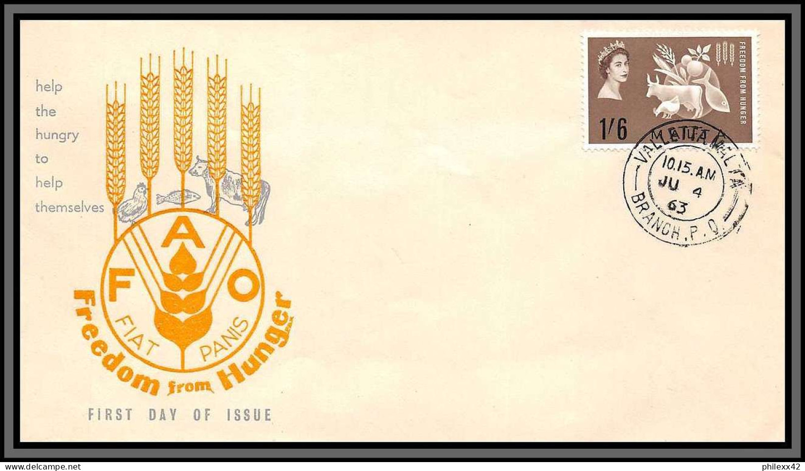 11097 Fdc Freedom From Hunger 1963 FAO Lettre Cover Great Britain England  - 1952-1971 Pre-Decimal Issues