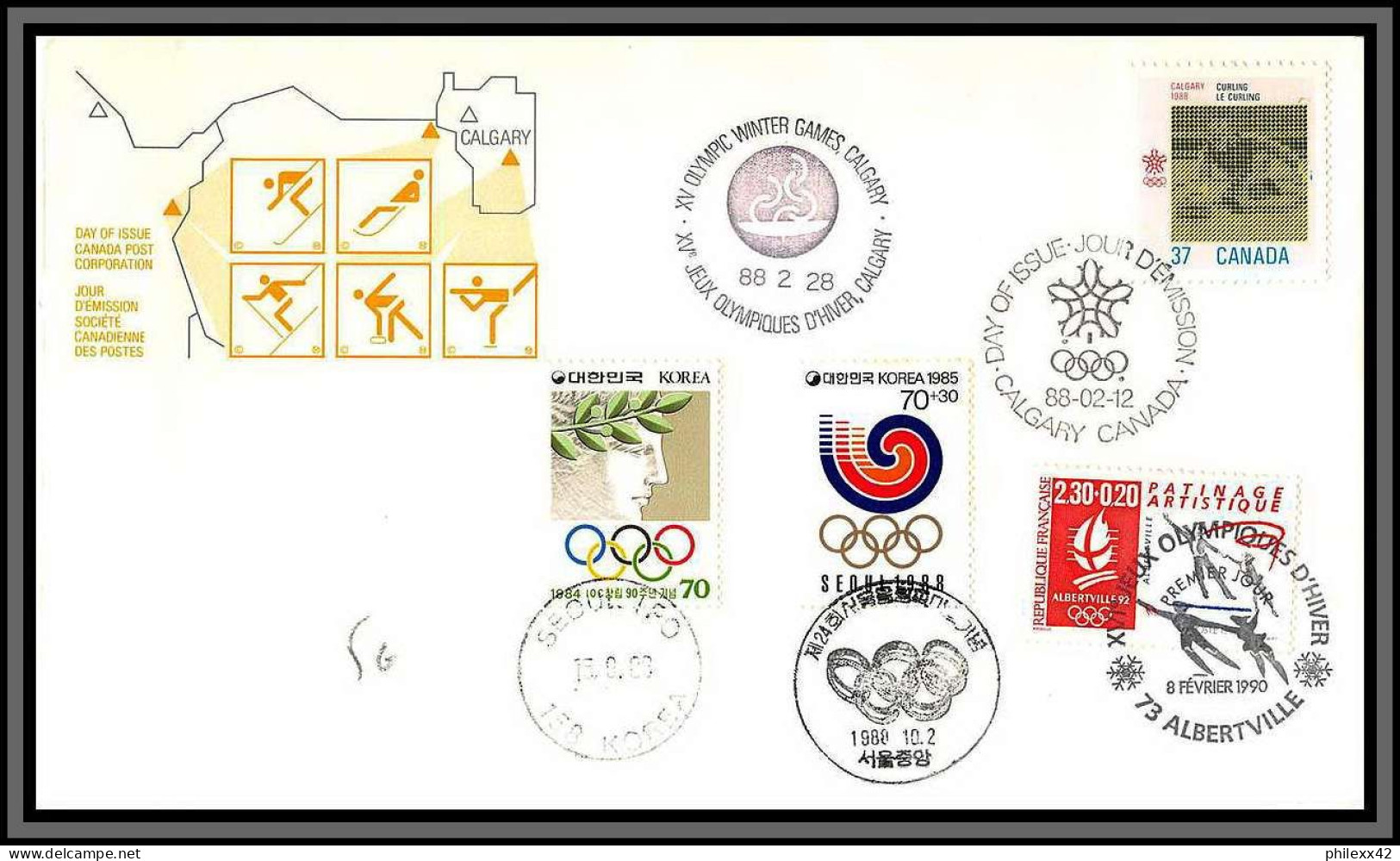 10854 Calgary Albertville Seoul Jeux Olympiques (olympic Games) 1988 - 1992 Lettre Cover France  - Hiver 1992: Albertville