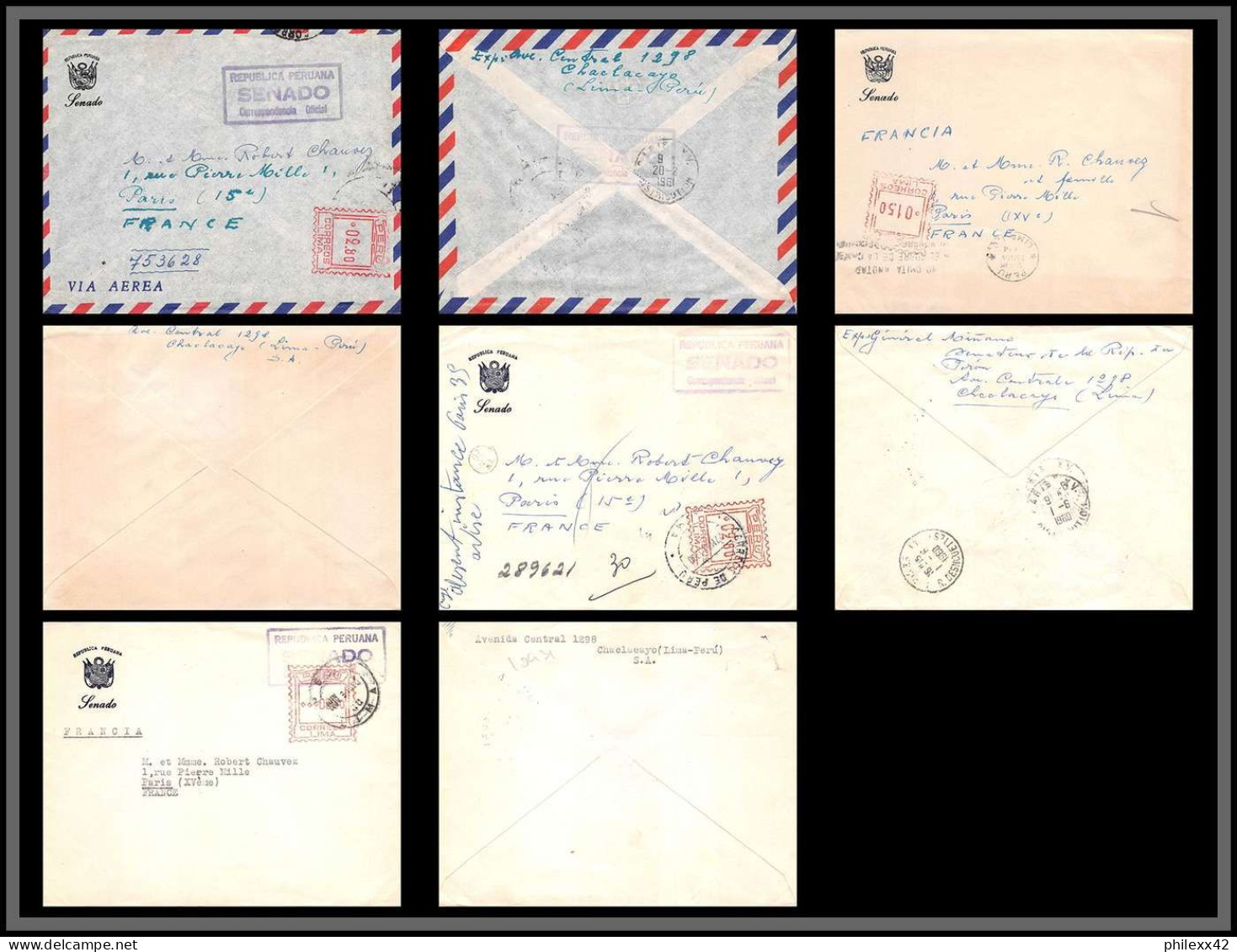 10931 SENADO CORRESPONDENCIA OFICIAL 1960 Lettre Cover Perou Peru  - Perù