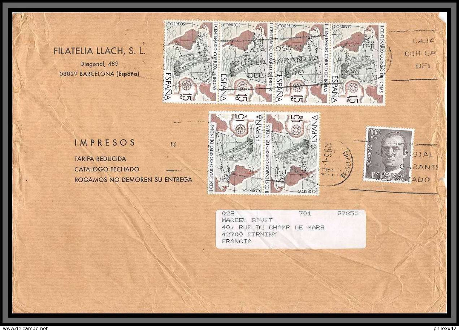 10906 lot de 8 lettres recommandées grand formant lettre cover espagne spain espana 