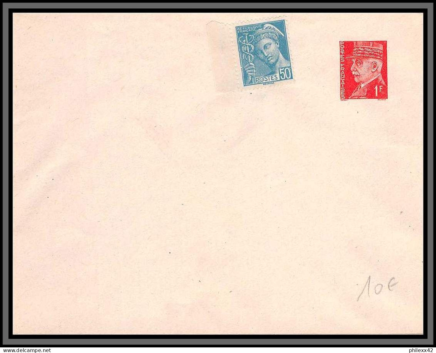 10476 C2 Petain 1f Rouge Neuf Tb 1941 Cote 50 Euros Enveloppe Entier Postal Stationery France  - Enveloppes Types Et TSC (avant 1995)