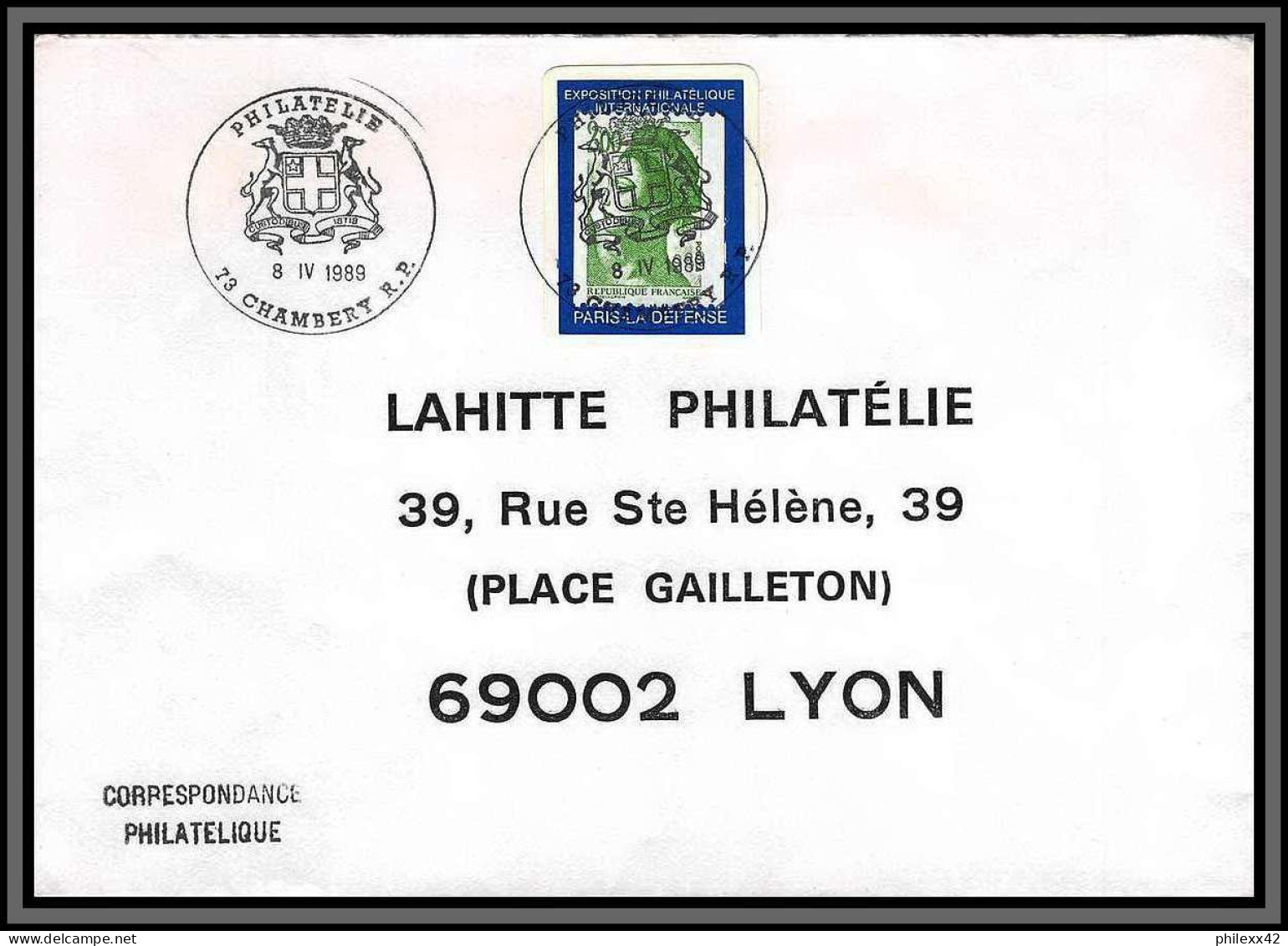 10353 Porte Timbre Paris La Défense Chambery 8/4/1989 Lettre Cover France  - Lettres & Documents