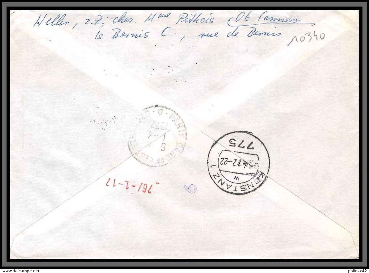 10340 Lettre Exprès 31/3/1972 Cannes Entrepot Pour Konstanz Allemagne Germany Cover France  - Briefe U. Dokumente