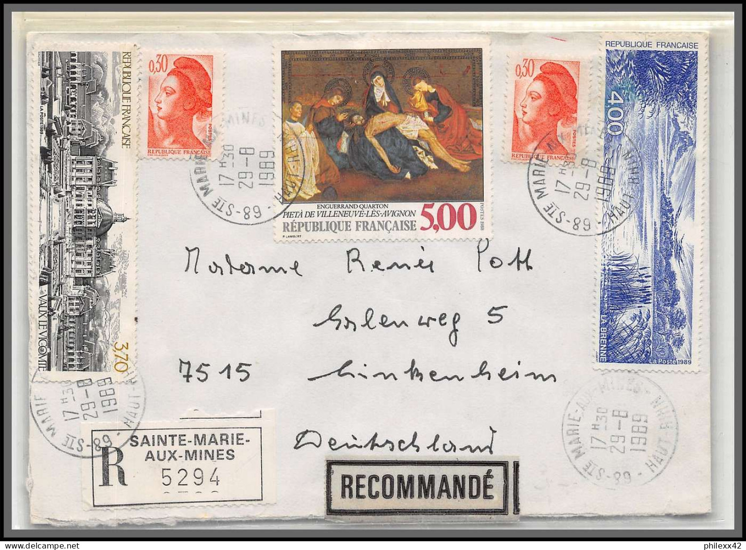 10311 N°2587/2601/2558 Recommandé Bel Affranchissement 7 Timbres 29/8/1989 Marie Aux Mines Haut-Rhin Lettre Cover France - Lettres & Documents