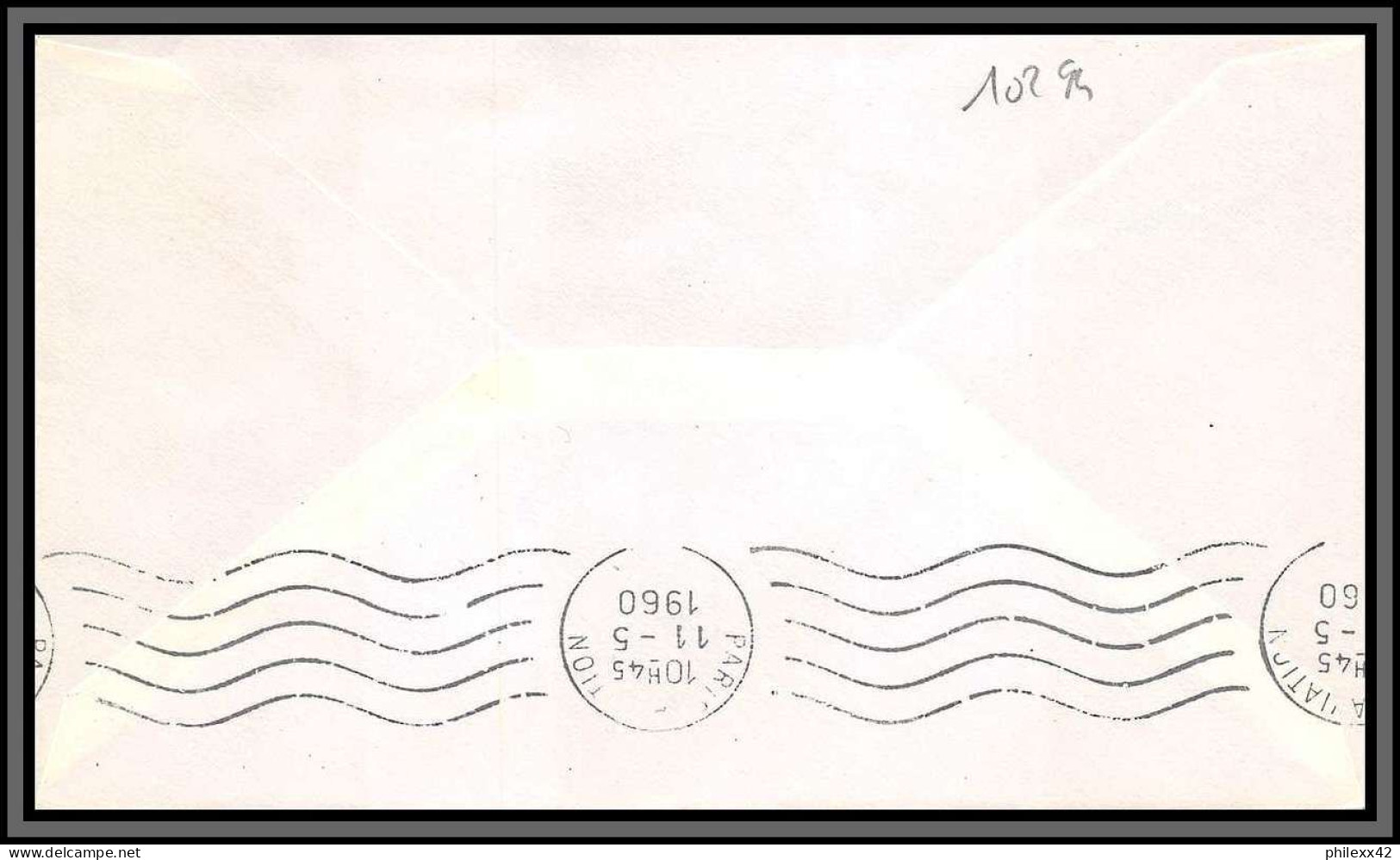 10294 1ère Liaison Aérienne France-Polynésie Los Angélès 6/5/1960 Lettre Cover Polynesie Aviation  - Lettres & Documents