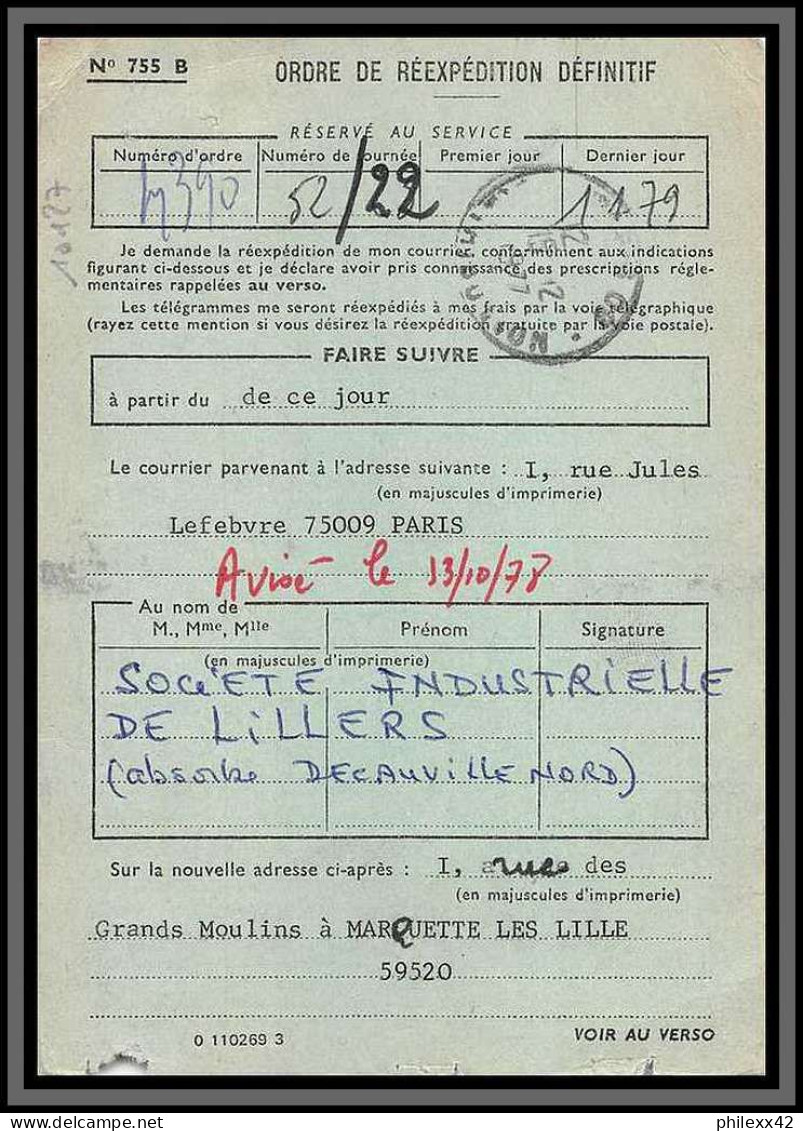 10127 PA N°46/44 Guillaumet Codos MERMOZ St Exupery Paris Cachet Rouge 1977 Ordre De Reexpedition Definitif France  - 1960-.... Covers & Documents