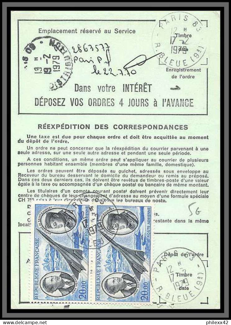 10129 PA N°44 Paire MERMOZ St Exupery Paris 1978 Ordre De Reexpedition Definitif France Aviation  - 1960-.... Storia Postale