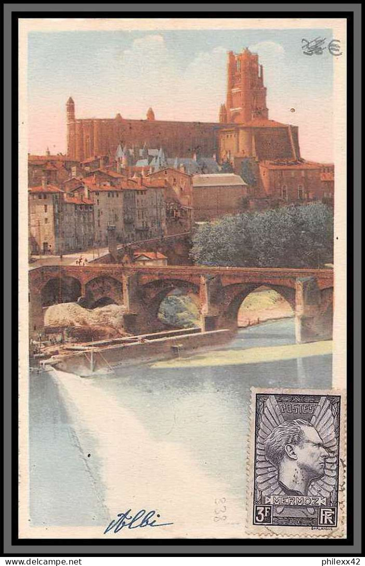 10157 N°338 MERMOZ Alby Tarn Pour Arcy Sur Eure 28/8/1946 Seul Sur Carte Postale Postcard France Aviation  - 1927-1959 Covers & Documents