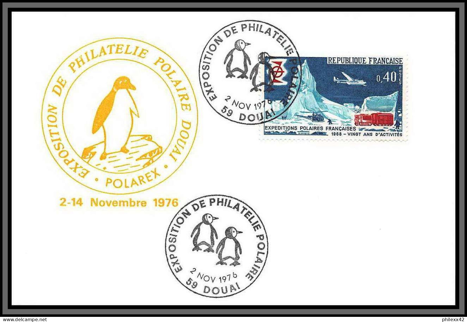 10117 N°31 Expéditions Polaires 2/11/1976 Polarex Douai Pinguoin Pinguin Lettre Cover Terres Australes Taaf  - Brieven En Documenten