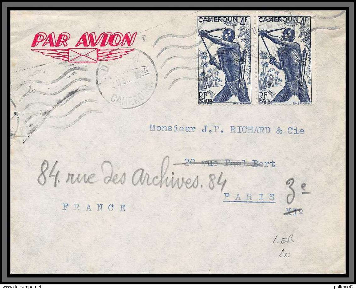 10062 Douala 2/11/1950 Pour Paris Lettre Cover Cameroun Colonies Par Avion - Covers & Documents