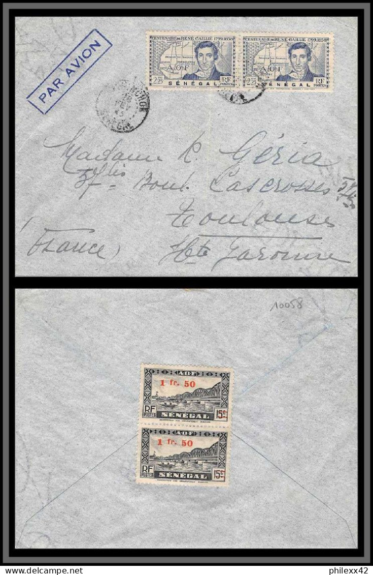 10058 Lettre Cover Sénégal 1945 Pour Toulouse Afrique Occidentale AOF Colonies Par Avion - Briefe U. Dokumente