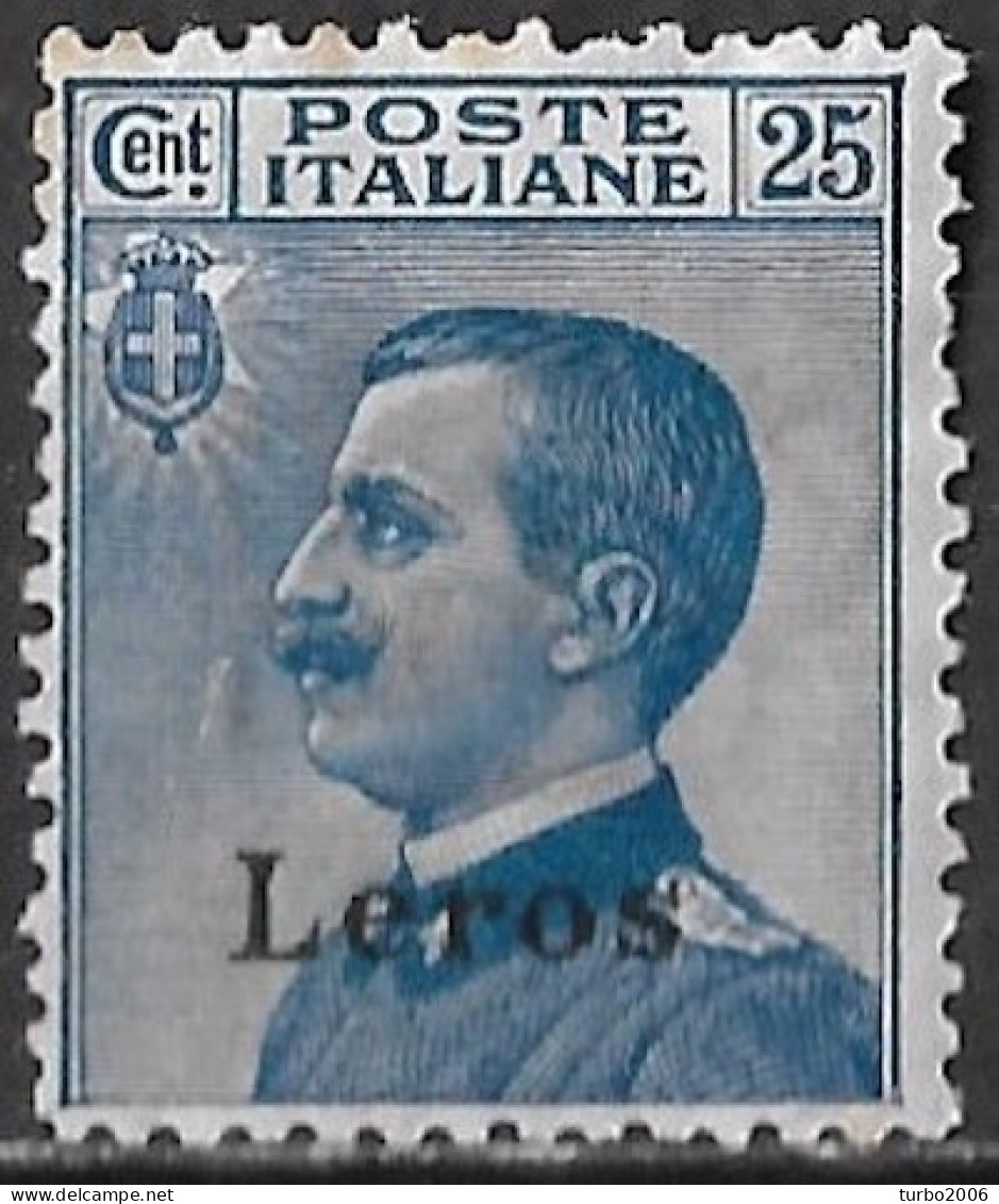 DODECANESE 1912 Italian Stamps With Black Overprint LEROS 25 Cent Blue Vl. 5 MH - Dodecaneso